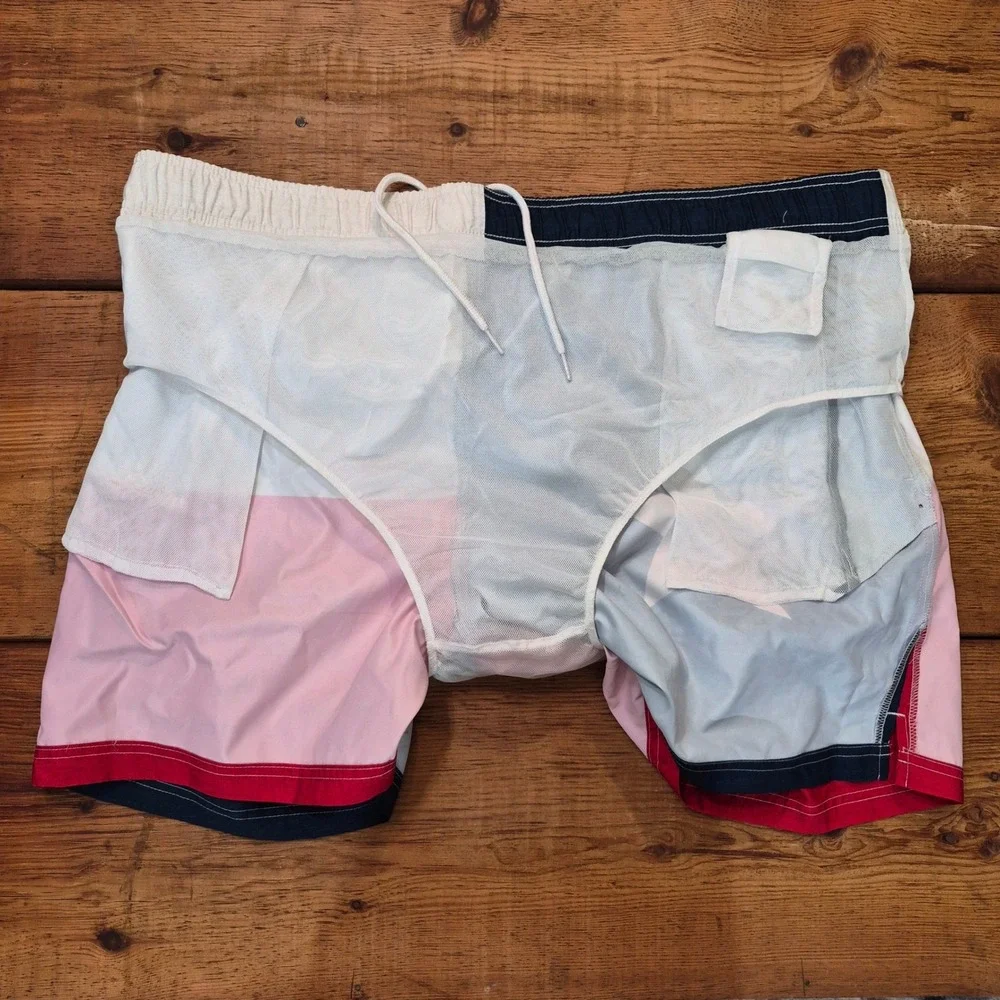 George Mens Texas Flag Swim Trunks Blue Red White 3XL 48-50 Board Shorts